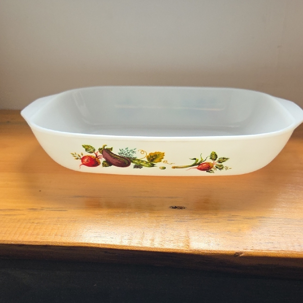 White Baking Dish with Vegetable Design